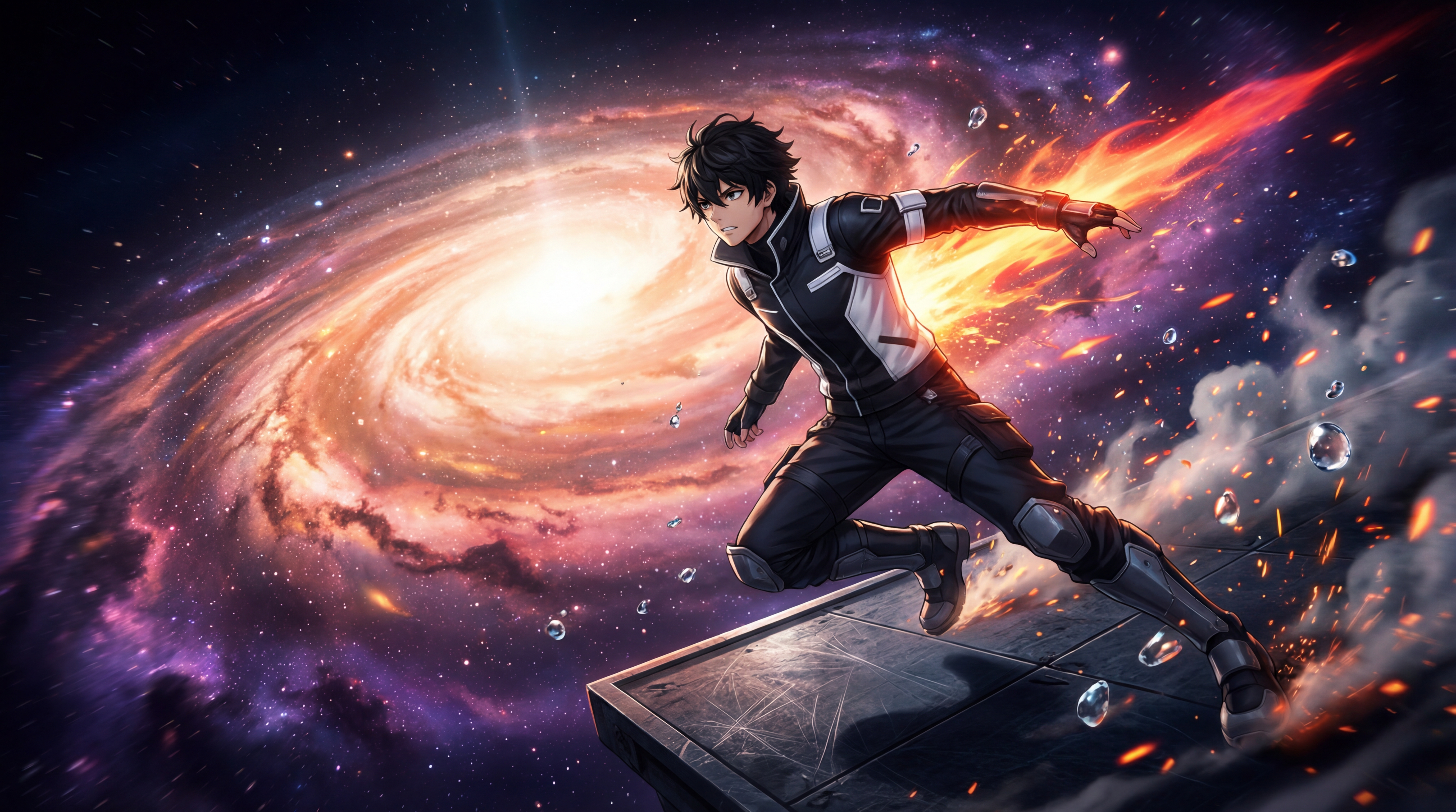 When the guard launches a deadly attack, the video instantly enters an extreme slow-motion bullet time. The camera rotates around the protagonist at high speed, allowing us to see every muscle tension and sweat bead on his face. At the same time, particles of attack energy and space-time fragments generated by the surrounding gravitational anomalies also swirl around him in slow motion, forming a gorgeous death storm.